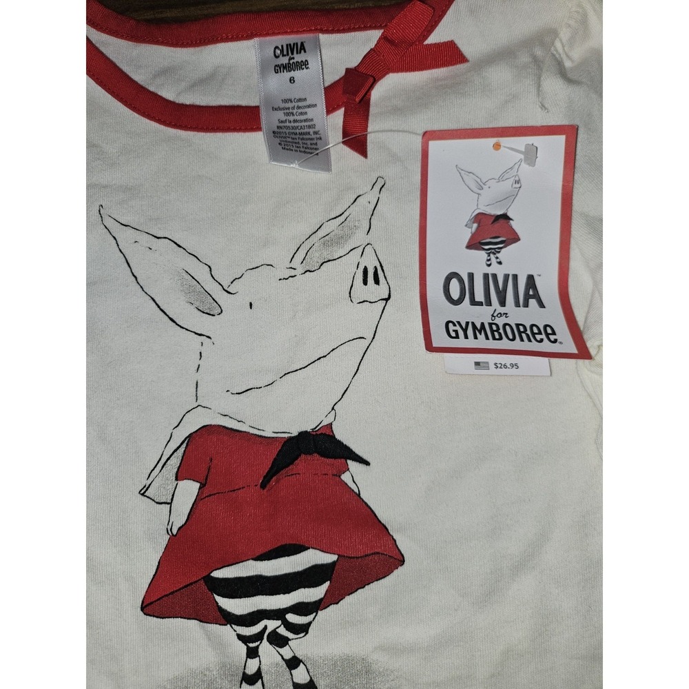 Gymboree Girls Olivia Shirt Sz 6, White Long Sleeve